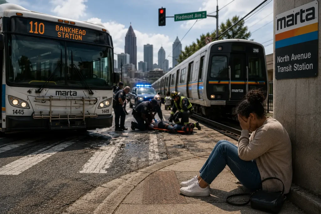 MARTA bus at Atlanta intersection — pedestrian transit accident injury claims Georgia
