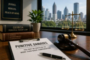Atlanta personal injury attorney explaining punitive damages in Georgia courtroom