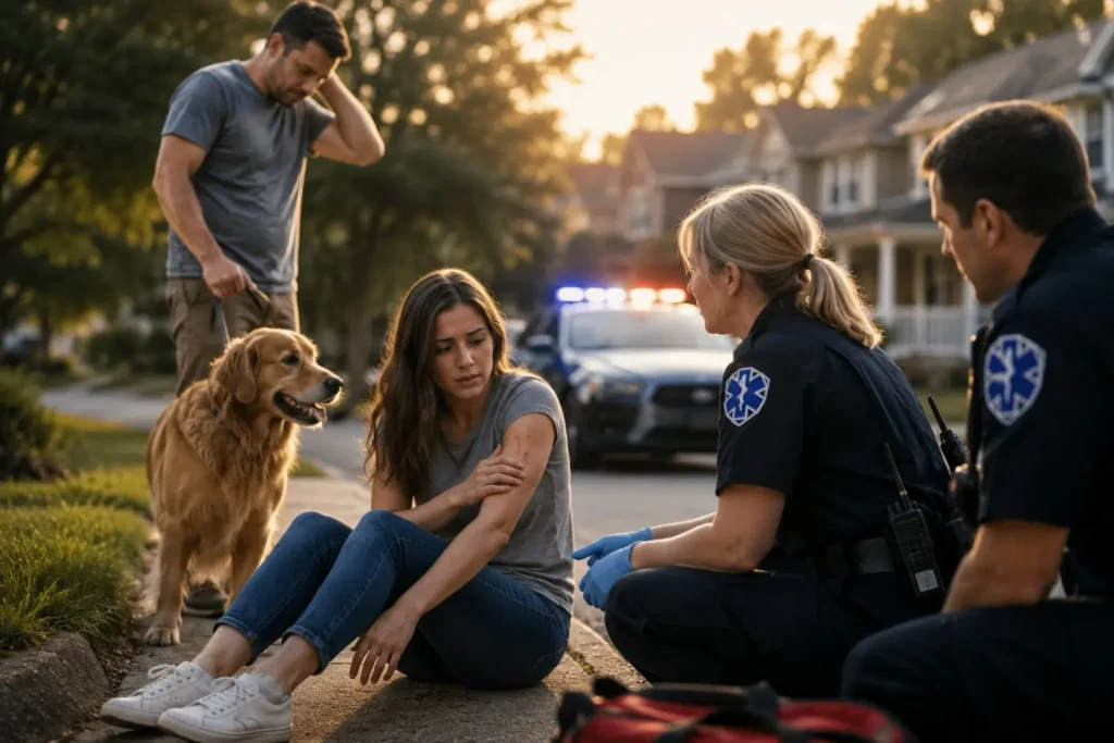 Atlanta dog bite attorney reviewing settlement documents with injured client