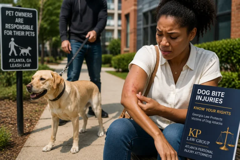 Dog bite victim in Atlanta consulting an attorney about a Georgia personal injury claim involving dog breed liability