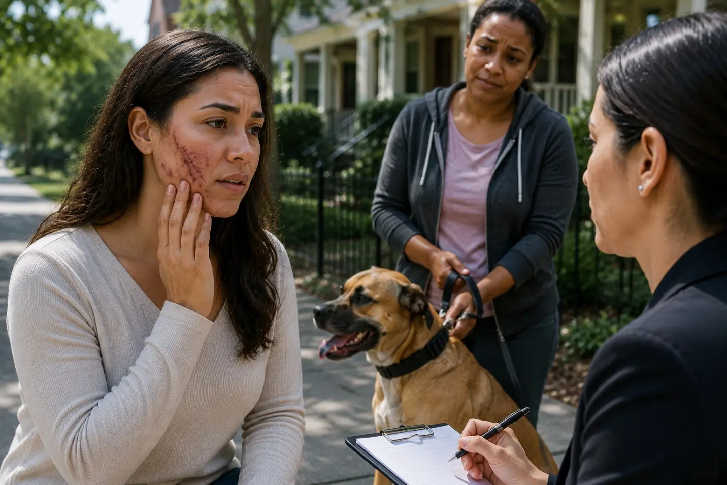 Atlanta dog bite facial injury victim consulting with attorney at KP Law Group
