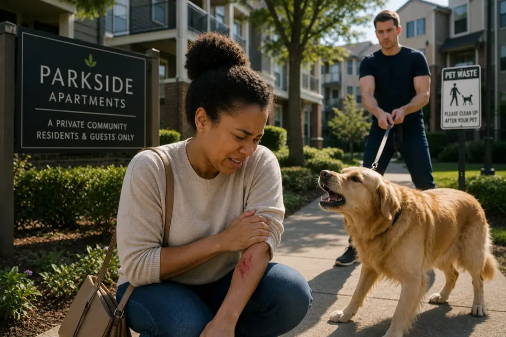 Atlanta apartment complex dog bite victim speaking with personal injury attorney