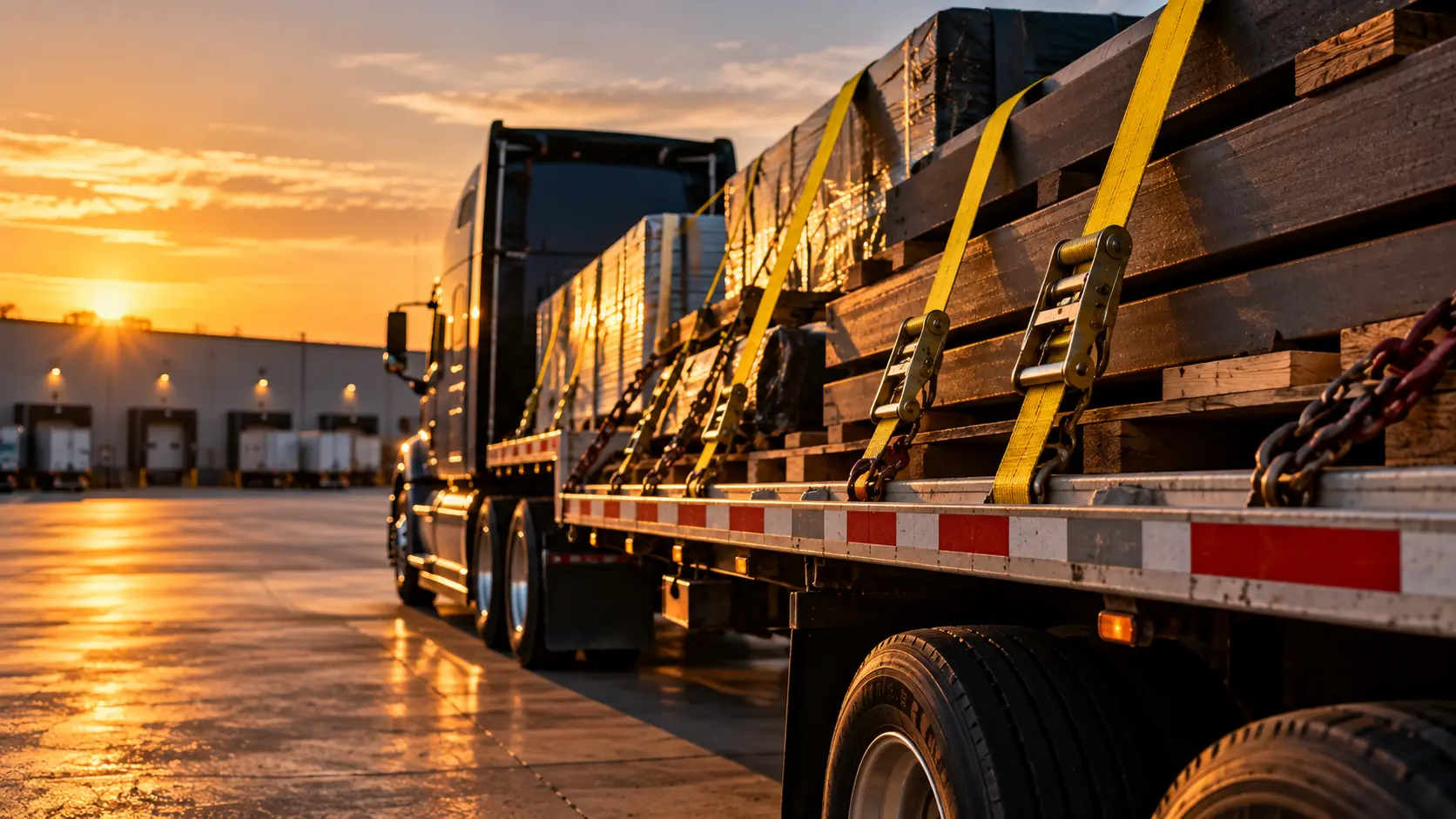 Debris scattered across an Atlanta highway lane illustrating a spilled load truck accident and cargo securement failure